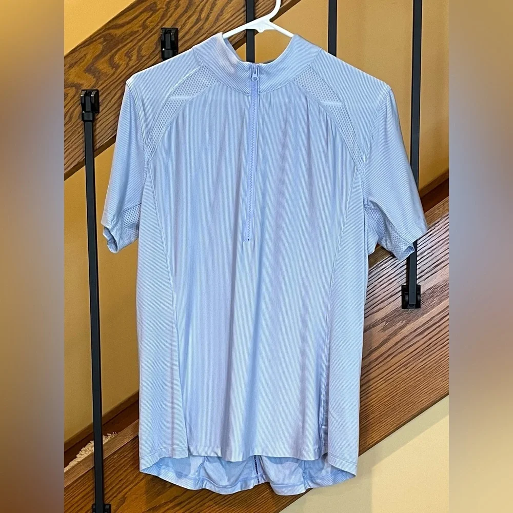 Goode Rider Perfect Sport Shirt 1/4 Zip mock Neck light Blue SZ. XLG equestrian - Picture 1 of 16